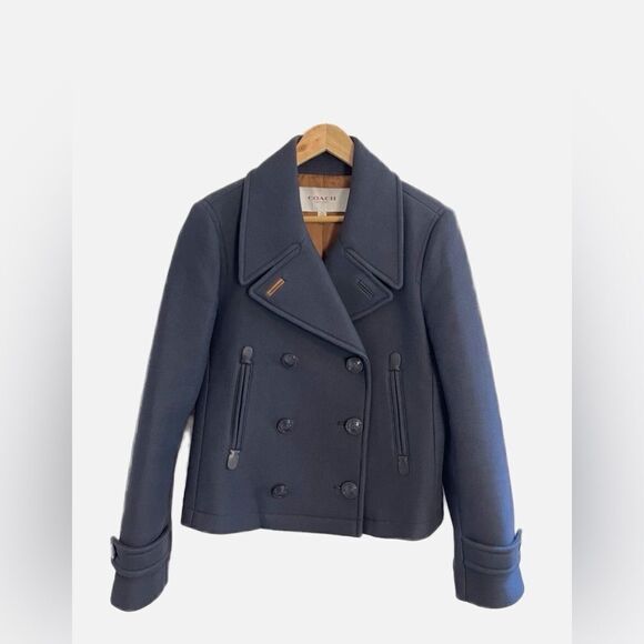 Coach Navy Peacoat with a nautical style. Medium